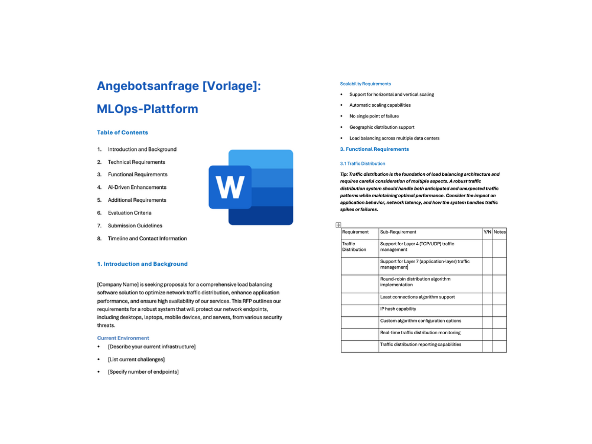 Angebotsanfrage: MLOps-Plattform